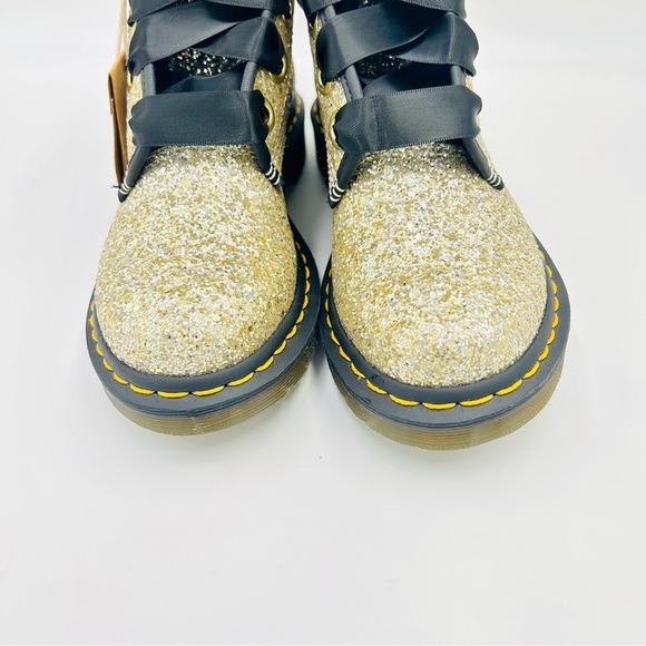 Dr Marten boots 1460 Farrah Gold Glitter Combat Ankle boots New Women Size 6 - Picture 7 of 11